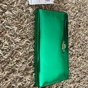NWT Metallic Green Coach wallet